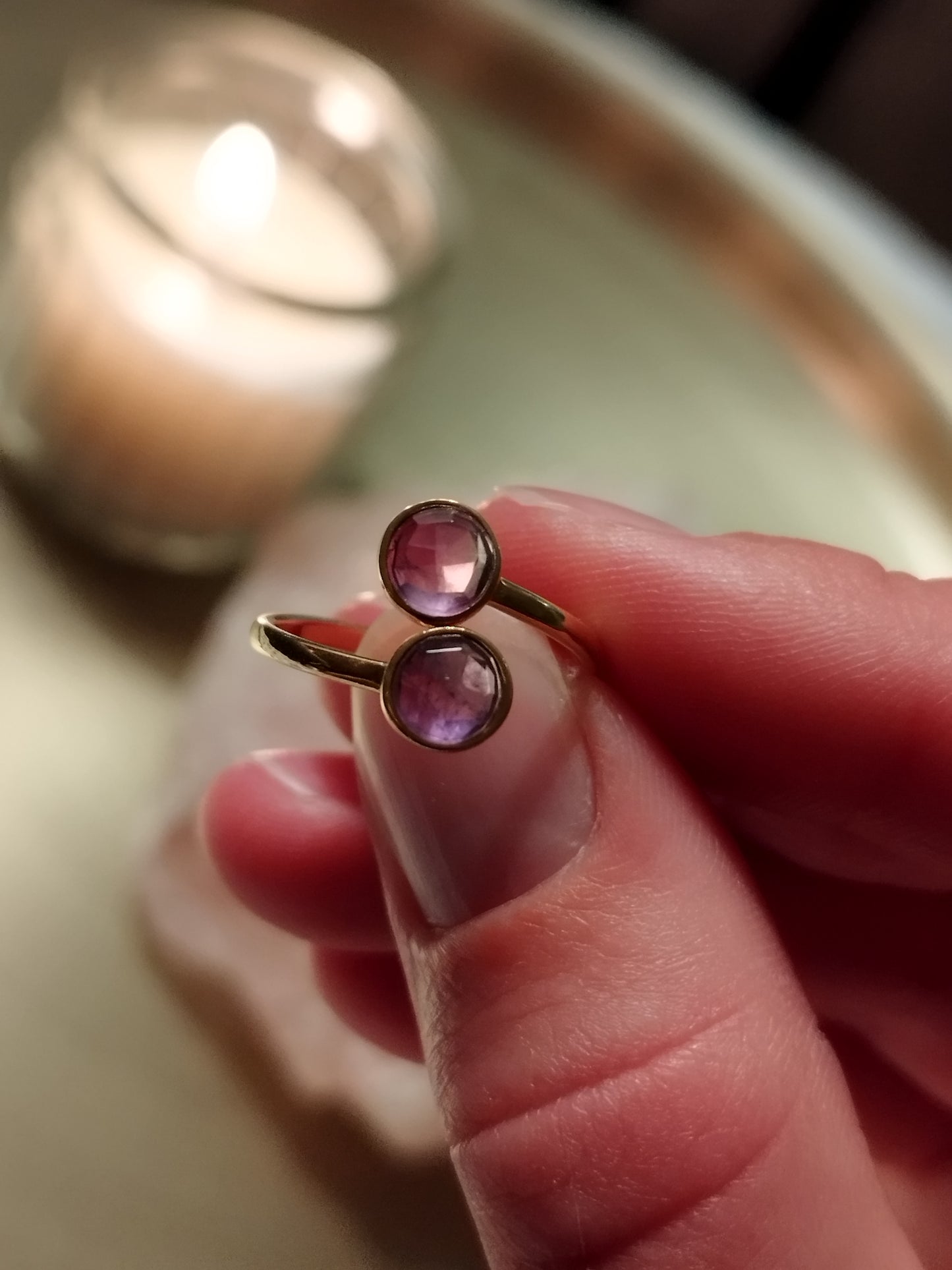 Edelsteinring mit Amethyst - vergoldet