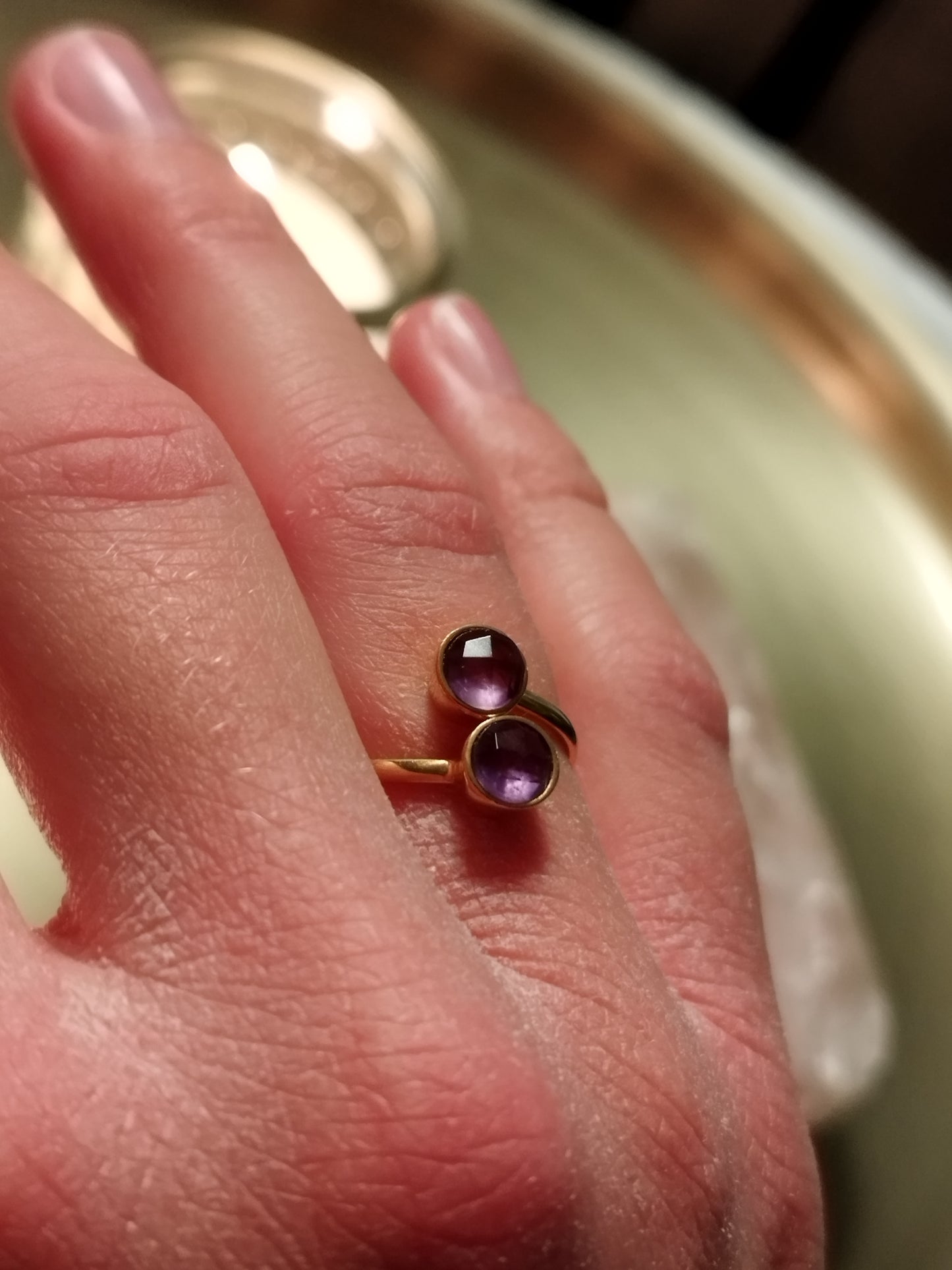 Edelsteinring mit Amethyst - vergoldet